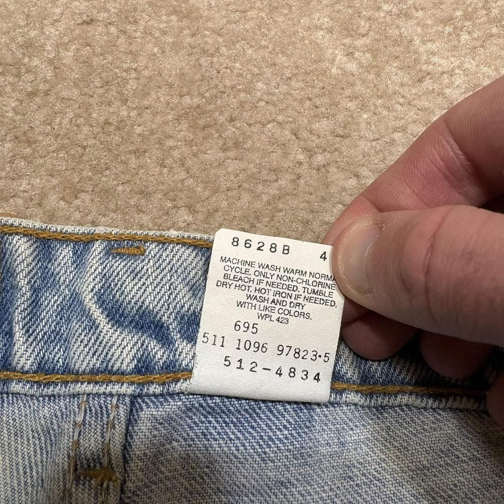Vtg Levis 512 Jeans Mens‎ 29x33 Blue Slim Tapered Denim Pants Light Wash USA 90s - Picture 6 of 16